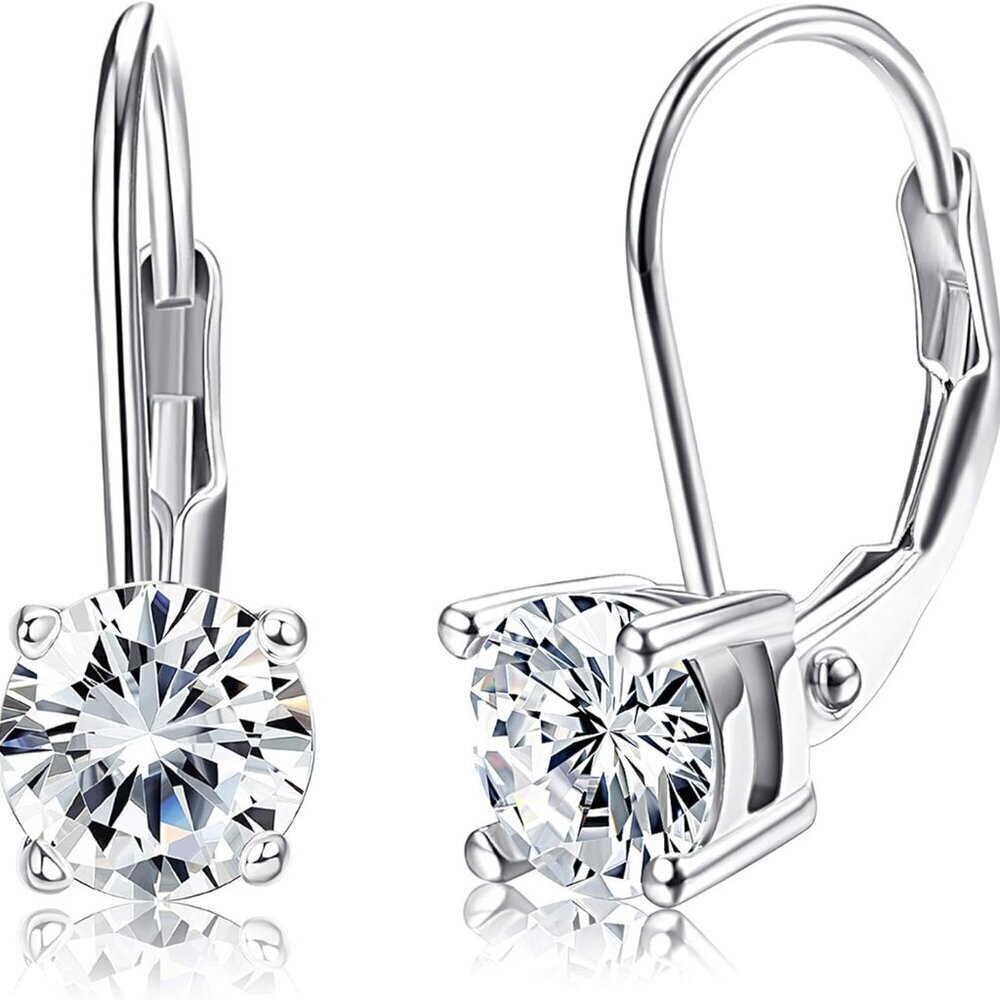 925 Silver Gold Plated Hoop Earrings Cubic Zirconia Dangle Jewelry for Women